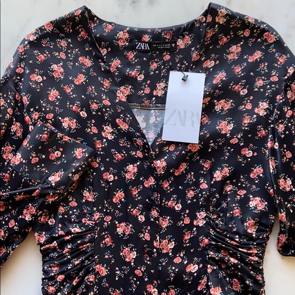 NWT Zara Long Sleeve Floral Print Mini Dress - Picture 5 of 11